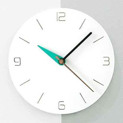 Stephanie Imports Modern Minimalist White & Teal Green Silent Wall Clock - color: White & Teal Green