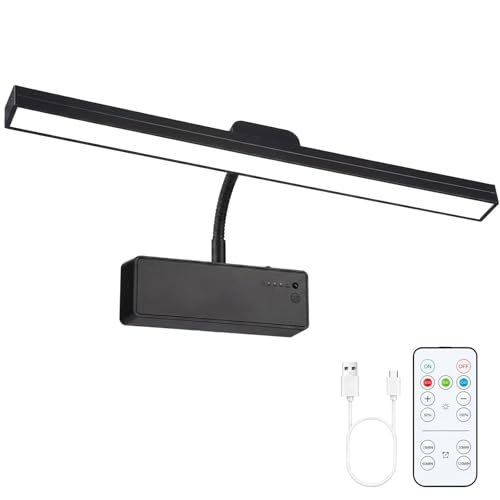 Picture Light for Wall, 15" Rechargeable Battery Operated LED Wall Sconce - color: Black, size: 1 Count (Pack of 1)