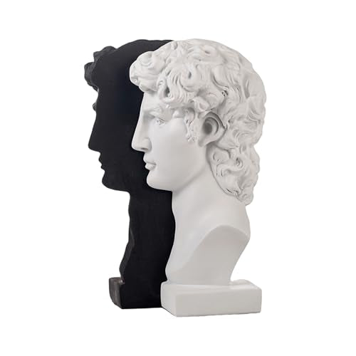 Lukitas David Decorative Bookends, Half-and-Half Book Ends, B&W‌ 9.5'' - color: David - Bk&wh