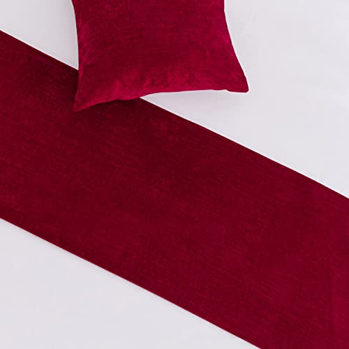 AMBERIS Bed Runner Red, Chenille Soft No Fading Modern Bed Scarf (Pillowcases Sold Separately) - color: Red, size: 7'10" x 1'8" (for 1.8m Bed)