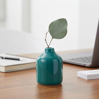 Sunddo Small Green Ceramic Bud Vase, 4 Inch - color: Dark Green, size: 4 inch