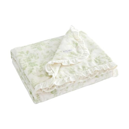Laura Ashley - Soft Throw Blanket, Lightweight, for Bed & Couch, 50 x 70 - color: Annalise Green