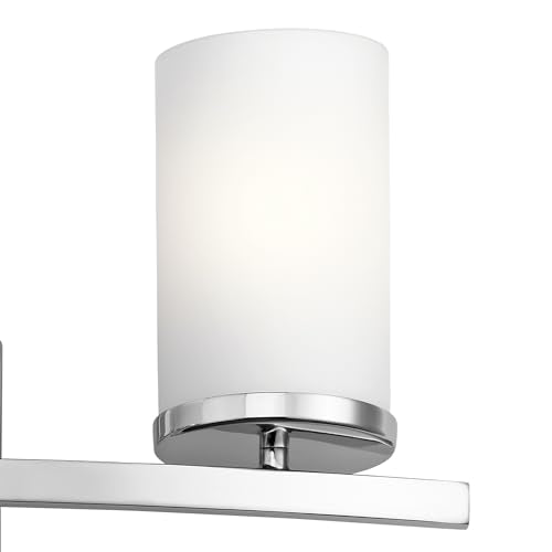 Kichler Crosby 3-Light Bathroom Vanity Light, Chrome - color: Chrome, size: 3 Light, style: Satin Etched Cased Opal Glass