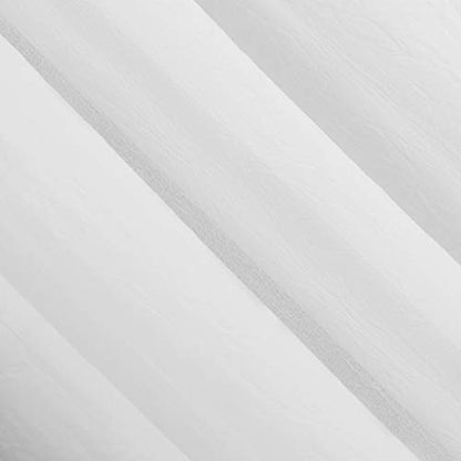 No. 918 Genevieve 2-Pack Linen Weave Sheer Semi-Sheer Rod Pocket Curtain Panel Pair, White, 50" W x 120" L (2 Panels) - color: White, size: 50"W x 120"L (Pack of 2)