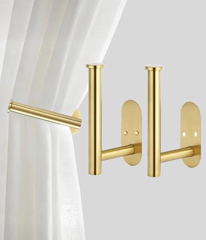 Curtain Tiebacks Hooks Wall Mounted, Curtain Holdbacks Screw-in, Curtain Holders for Drapes, Curtain Pull Backs, Curtain Tie Backs 304 Stainless Steels, 2pcs Gold - color: Gold, size: 2Pcs
