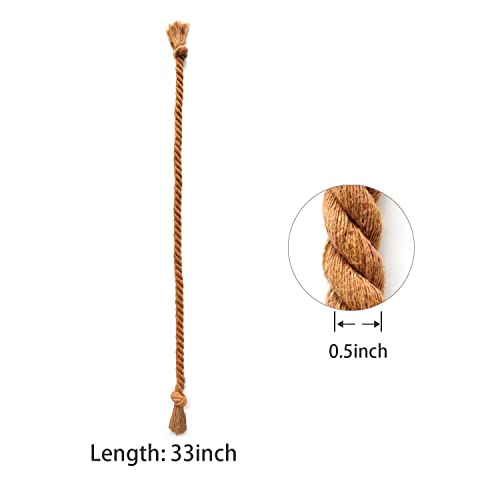 4 Pack Outdoor Curtain Tiebacks Rope, Natural Cotton Curtain Holders, Village Rural Rustic Curtain Holdbacks, Farmhouse Boho Rope Curtain Tie Back for Drapery Patio Drapes, (Coffee) - color: Coffee Rope 4 Pack