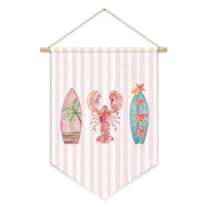 Preppy Pink Beach Coastal Surf Girls Room Decor Wall Hanging Flag - color: 08-Preppy Pink Beach Coastal(Beige)