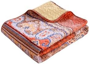 Exclusivo Mezcla 60"x 80" Boho Quilted Throw Blanket, Striped Quilt Throw - color: Bohemian Brick-red, size: 60 x 80 inch