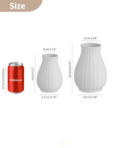 NUPTIO Ceramic Flower Vase for Bouquet, White, 8.07" Tall - size: Style 2-L-White