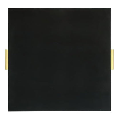 HofferRuffer Extra Large Square Serving Tray, Elegant Faux Leather Ottoman Tray with Gold Hardware Handles, Serve Tea, Coffee or Breakfast in Bed, 24 x 24 inches (Black Shagreen) - color: Black, size: 24" x 24" x 2"