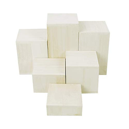 Mooca Wooden 6 Pcs Square Risers for Display Jewelry and Accessories Display Stand (Wash White) - color: Wash White