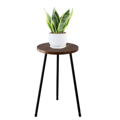 Lawn Social Tall Plant Stand Indoor, 20" Wood Metal Pedestal, Walnut - color: Walnut