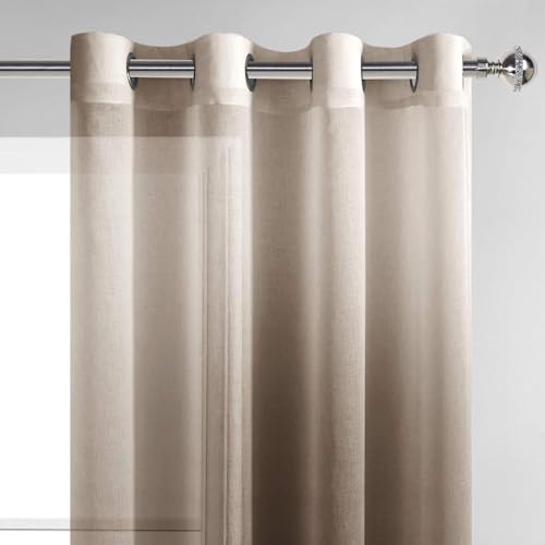 DWCN Brown Ombre Sheer Curtains 54 Inches Long for Living Room 2 Panels Set - color: Chocolate Brown, size: 42"W x 54"L (Pack of 2)