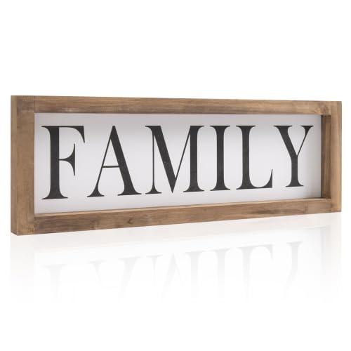 Wooden Family Sign Wall, Shelf, Mantel, Entryway Table Home Decor - color: white-family