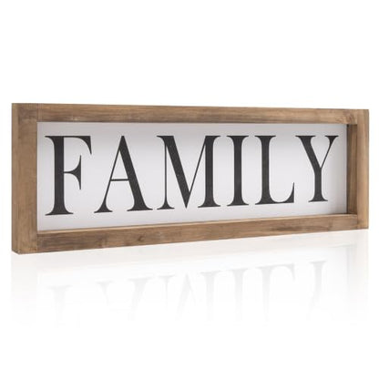 Wooden Family Sign Wall, Shelf, Mantel, Entryway Table Home Decor - color: white-family