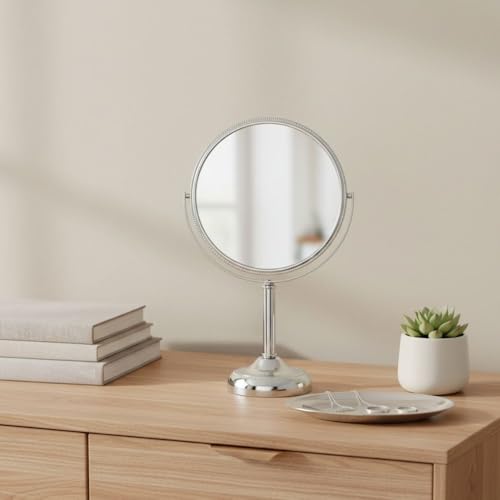 JERDON 6" Tabletop Makeup Mirror - 10X Magnification - Chrome - JP910CB - color: Chrome