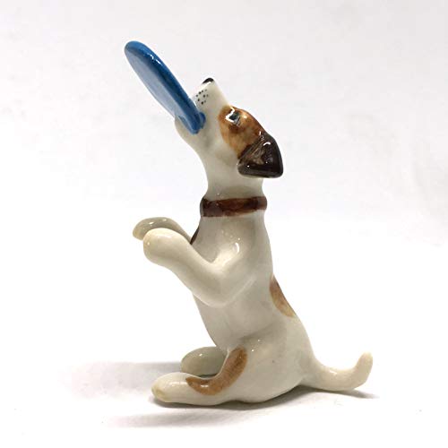 Handmade Ceramic White/Brown Jack Russell Figurine, Shelf Decor