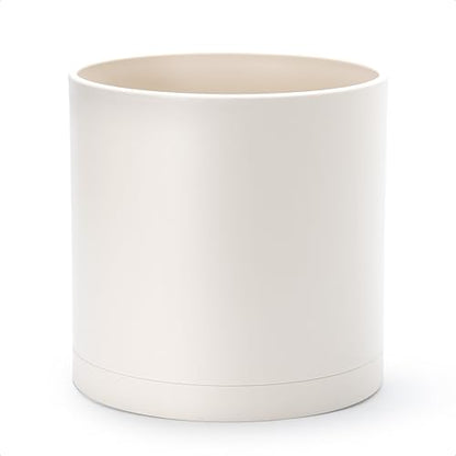 D'vine Dev Plastic Planter Pot with Saucer, 12 in, Oatmeal, 74-X-H-3 - color: Oatmeal, size: 12 Inch