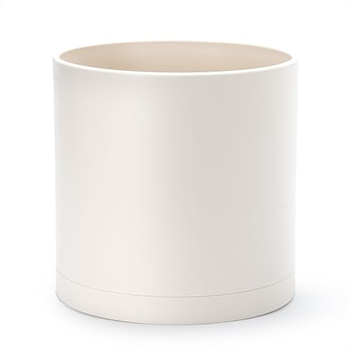 D'vine Dev Plastic Planter Pot with Saucer, 12 in, Oatmeal, 74-X-H-3 - color: Oatmeal, size: 12"