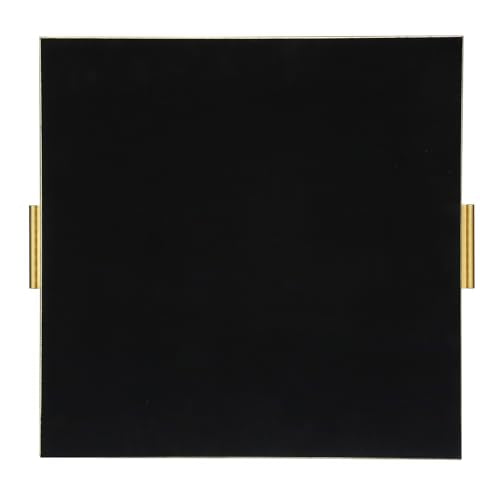 HofferRuffer Extra Large Square Serving Tray, Elegant Faux Leather Ottoman Tray with Gold Hardware Handles, Serve Tea, Coffee or Breakfast in Bed, 24 x 24 inches (Gold, 24" x 24" x 2") - color: Gold, size: 24" x 24" x 2"