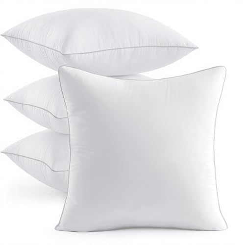 MIULEE 18x18 Inch Pillow Inserts Pack of 4 with 100% Textured Woven Fabric Cover - size: 18x18 Inch