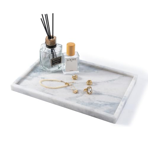 Natural Marble Bathroom Tray, 12"x8" Stone Vanity Decorative Counter Trays - color: 12"x8"-namib Sky
