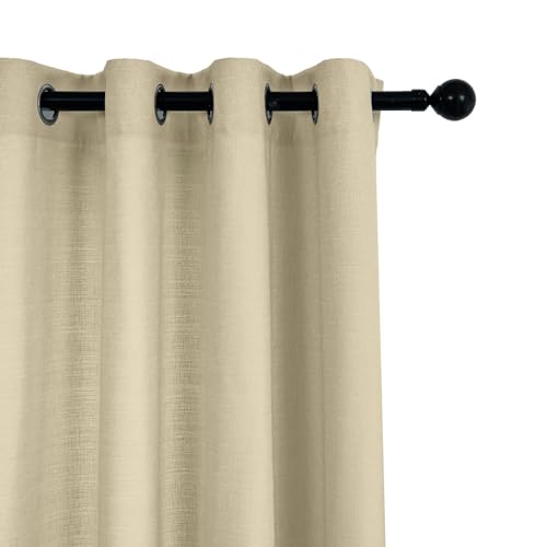 Linen Blended Rustic Curtains 72 inch Length 2 Panels for Living Room Pinch Pleat Textured Thick Light Filtering Privacy Window Drapes Grommet Top for Bedroom 6ft (52x72 Cream) - color: Cream, size: 52"W x 72"L (Pack of 2)