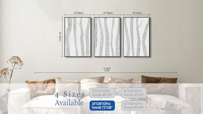 Large Framed Birch Tree Wall Art, Gray Abstract Forest Prints, 24"x36"x3 - color: gray, size: 24" X 36" X 3pcs Framed