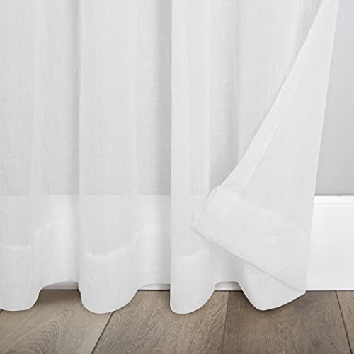 No. 918 Genevieve 2-pack 2-pack Linen Weave Sheer Semi-Sheer Grommet Curtain Panel Pair, 50" x 108", White - color: White, size: 50"W x 108"L (Pack of 2)