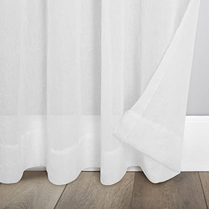 No. 918 Genevieve 2-Pack Linen Weave Sheer Semi-Sheer Rod Pocket Curtain Panel Pair, White, 50" W x 120" L (2 Panels) - color: White, size: 50"W x 120"L (Pack of 2)