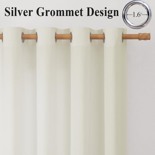 Linen Curtains 96 inch Long,Light Filtering Semi Sheer for Bedroom - color: Ivory, size: 52"W x 96"L (Pack of 2)