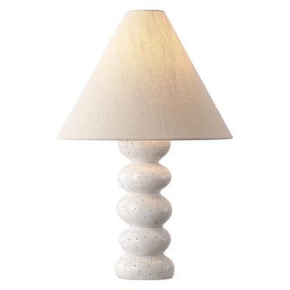SAFAVIEH Lighting - Luana 24-Inch Table Lamp - White Resin & Oatmeal Shade - Ideal for Living Room, Bedroom, Nightstand, Reading Nook, LED Bulb Included (TBL4681A)