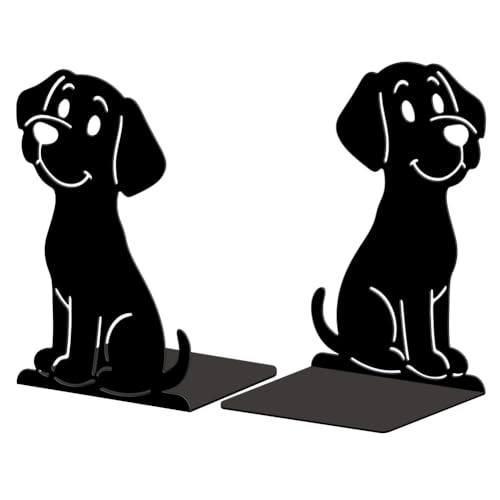 Peacoblue 5.3"x4.3"x7.9" Metal Bookends, Heavy Duty Book Ends for Shelves - style: Cartoon Dog