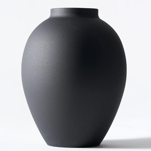 Black Vase for Home Decor - Tall Ella Flower Vase for Centerpieces - color: Black Ovoid