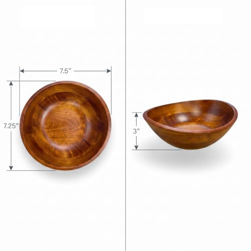 Lipper International Cherry Finished Wavy Rim Serving Bowls for Fruits or Salads, Matte, Small, 7.5" x 7.25" x 3", Set of 4 Bowls - size: Small - Set of 4