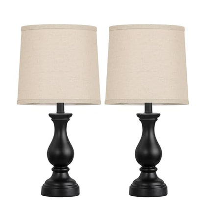22" Farmhouse Table Lamps Set of 2, Rustic Bedside Lamps for Bedroom - color: C. Matte Black