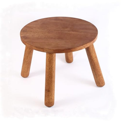 Round Solid Wooden Stool,Plant Stand,Step Stool,Walnut,9.3" H - color: Walnut, size: 9.3inch