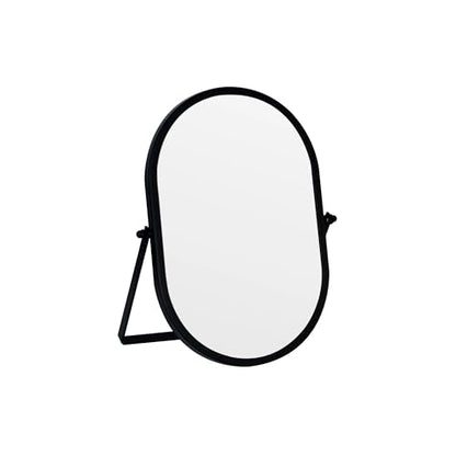Oval Vanity Mirror with Stand, Metal Frame (Black, 5.9 x 8.9 inches) - color: Black, size: 8.9"L x 5.9"W
