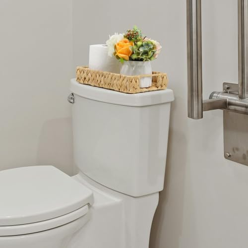 Water Hyacinth Bathroom Vanity Tray with Handle, 11 Inch - size: 11.1" x 7.1" x 2.2"