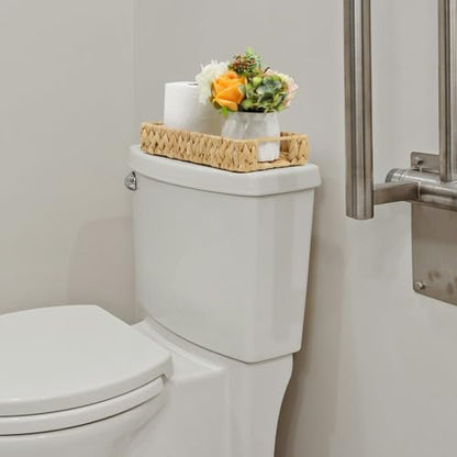 Water Hyacinth Bathroom Vanity Tray with Handle, 11 Inch - size: 11.1" x 7.1" x 2.2"