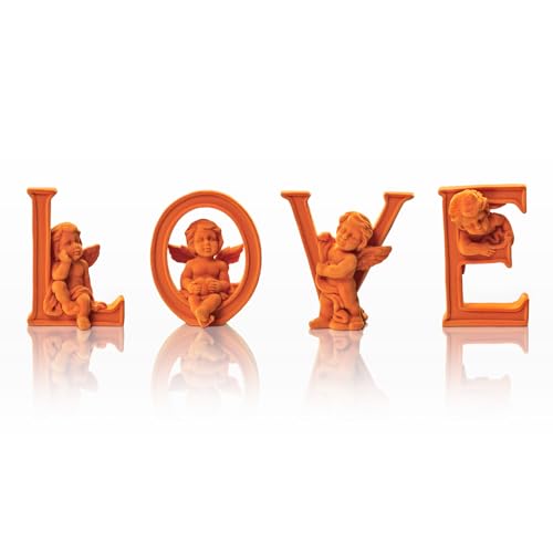 4 Sets Cupid Statue Soft Velvet Finish Wedding Gift, Orange - color: Cupid-orange