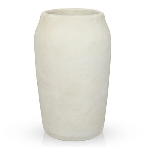Briful 12'' Large Ceramic Rustic Vases Shabby Vintage Textured, 4.36'' Wide Mouth Pampas Vase for Fake Flowers Branches, Farmhouse Home Décor, Weddings Shelf Table Decor,Beige - color: 12'' Beige
