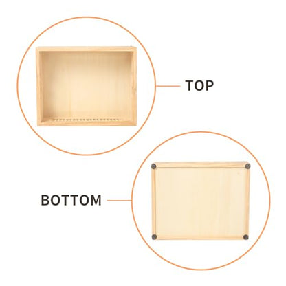 Wooden Rattan Storage Baskets with Handles, Set of 2