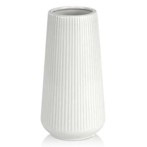 White Ceramic Vase, GUKJOB Small Cute Flower Vase for Pampas Grass, Home, Living Room, Dining Table, Farmhouse, Office Decor, Bedroom, Table, and Kitchen Shelf (White) - color: Small White - 1pc