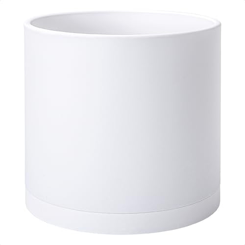 D'vine Dev Plastic Planter Pot with Saucer, 14 in, White, 74-X-A-4 - color: Matte White, size: 14 Inch
