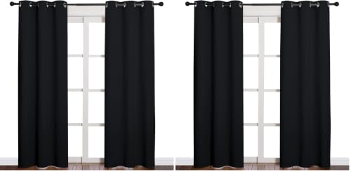 NICETOWN Thermal Insulated Black Blackout Curtains/Drapes 84 inches Length 2 Panels Set for Living Room, 42 inches Wide, Privacy Sound Reducing Room Darkening Draperies Window Treatment (Pack of 2) - color: Black, size: 42"W x 84"L (Pack of 4)