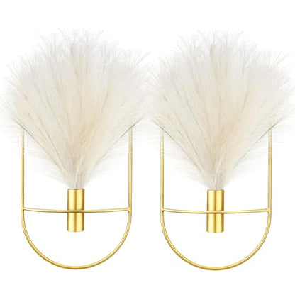 Peryiter 2 Pcs Gold Wall Decor Boho Pampas Metal Hanging Planters, Oval - style: Oval