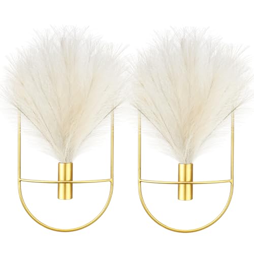 Peryiter 2 Pcs Gold Wall Decor Boho Pampas Metal Hanging Planters, Oval - style: Oval