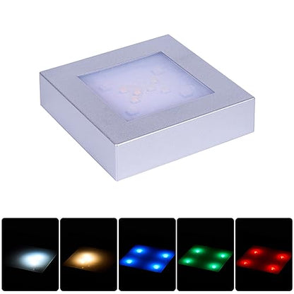LED Multimodal Multicolor Light Stand Base Silver - Square Display Base for 3D Crystal Glass Art - LED Light Base and Crystal Display Stand - USB/Battery Powered Crystal Stand - color: C-multi-mode Silver Base