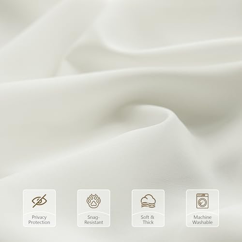 FMFUNCTEX Cream Sheer Curtains, 84 Inch, Rod Pocket, 2 Panels for Bedroom - color: Warm Cream, size: 52"W x 84"L (Pack of 2)